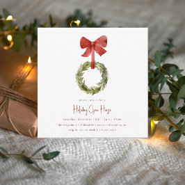 Skandinavisk julkrans röd slinga högtidlig öppen h julkort