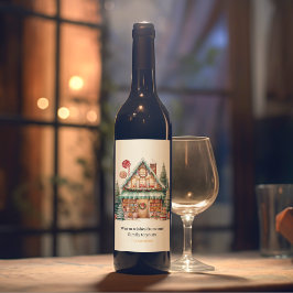 Skandinavisk julmagi vinflaska etikett