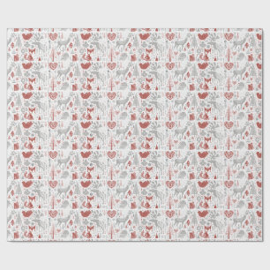 Skandinavisk julskog och djur presentpapper