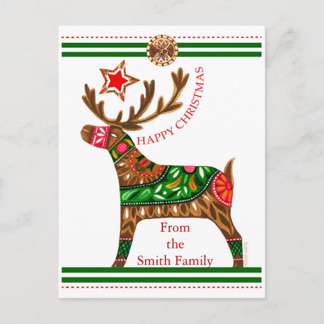 Skandinavisk jultext Hälsning med anpassningsbar Helg Vykort (Framsida)