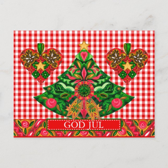 Skandinavisk jultext Hälsning med anpassningsbar Helg Vykort (Framsida)