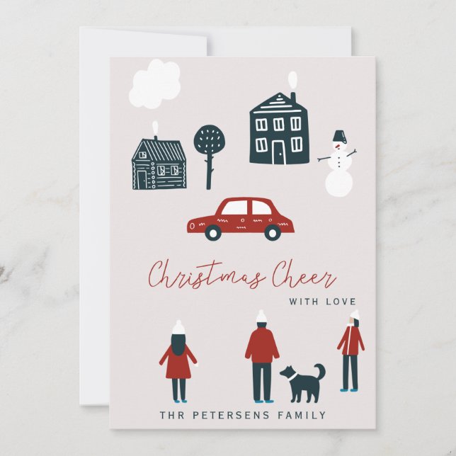 Skandinavisk jultid, modernt landskap roligt kort (Framsida)