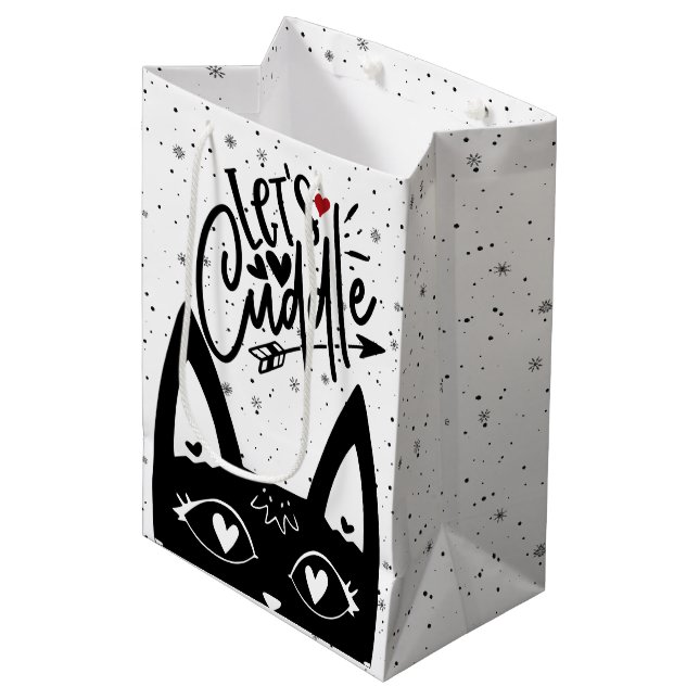 Skandinavisk katt Lets cuddle kärlek svartvit (Framsidan Vinklad)