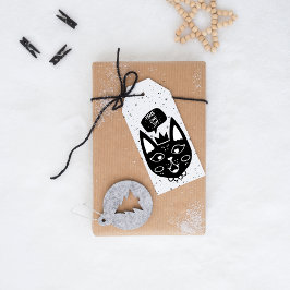 Skandinavisk katt som säger fred, kärlek, glädje presentetikett