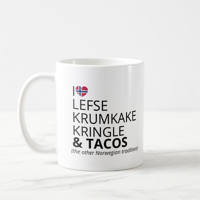 Skandinavisk mat humor Lefse & Tacos Kaffemugg (Vänster)