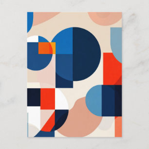 Skandinavisk Mid Century Geometrisk Abstrakt Konst Vykort