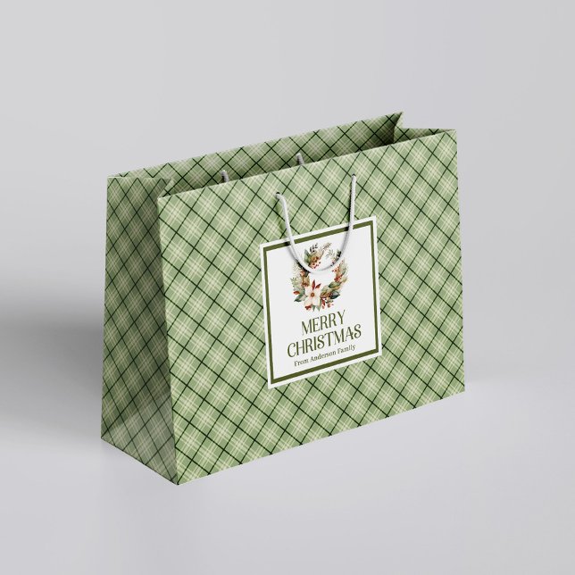 Skandinavisk Minimal Julklappspåse Sage Beige (Scandinavian Minimal Christmas Gift Bag Sage Beige)