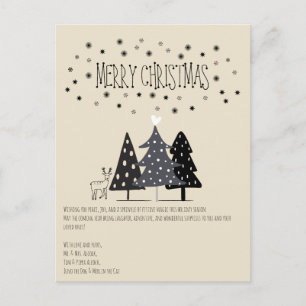 Skandinavisk minimalistisk svart-vit jul helg vykort