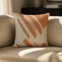 Skandinavisk Orange & Crème Geometrisk Kastkudde