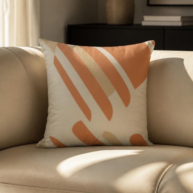 Skandinavisk Orange & Crème Geometrisk Kastkudde Kudde (Skapare uppladdad)