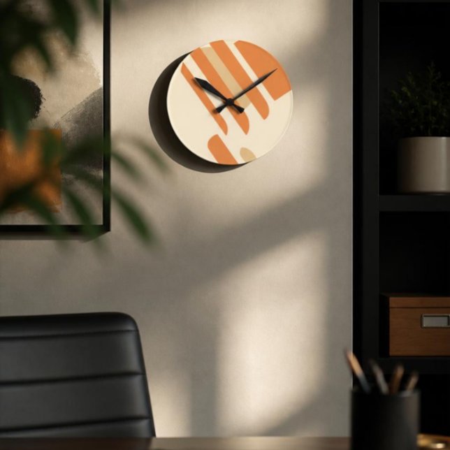 Skandinavisk Orange & Crème Geometrisk  Rund Klocka (Skapare uppladdad)