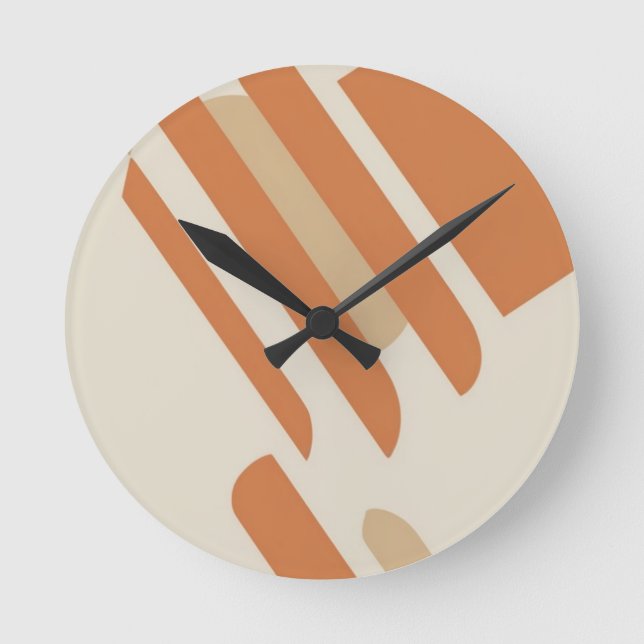 Skandinavisk Orange och Cream Geometric Rund Klocka (Framsida)