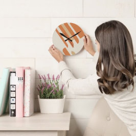 Skandinavisk Orange och Cream Geometric Rund Klocka