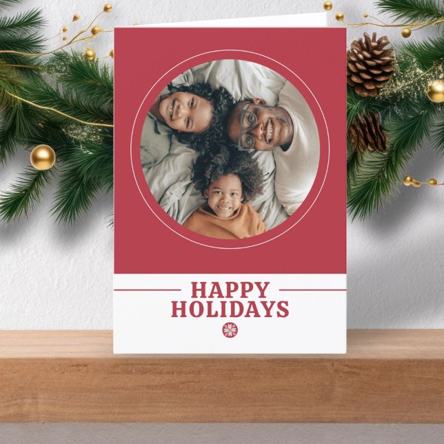 Skandinavisk Personlig för julfoto Helgkort (Scandinavian Nordic Christmas Photo Personalized Holiday Card by Ricaso. Red and white template)