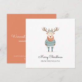 Skandinavisk ren som bär en tröja julkort