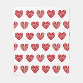 Skandinavisk röd hjärtaullfilt fleecefilt