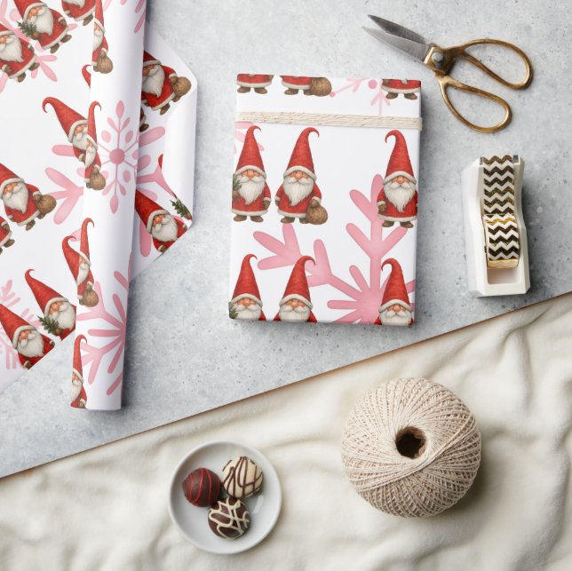 Skandinavisk Röd Tomte Jul Presentpapper (Hantverk)