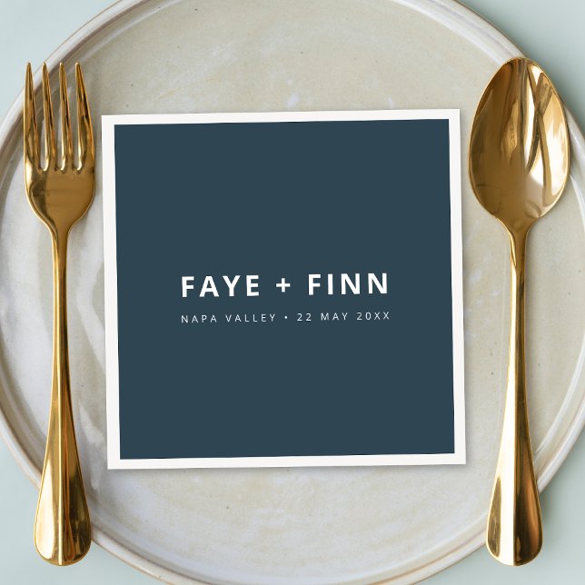 Skandinavisk rökblått minimalistiskt Bröllop-midda Pappersservett (Skapare uppladdad)