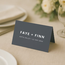 Skandinavisk rökblått minimalistiskt Bröllop-midda Placeringskort
