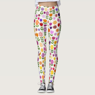 Skandinavisk stil blommar det stora mönster leggings