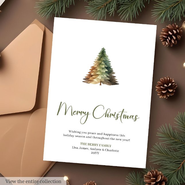 Skandinavisk tallkrans akvarell julkort (Scandinavian Pine Wreath Watercolor Christmas Card

)