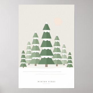 Skandinavisk tallskog vinter jul poster
