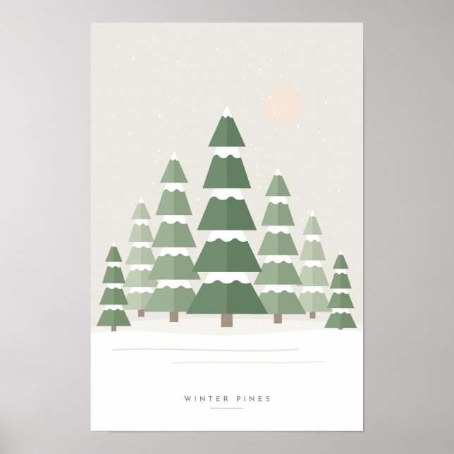 Skandinavisk tallskog vinter jul poster (Framsidan)