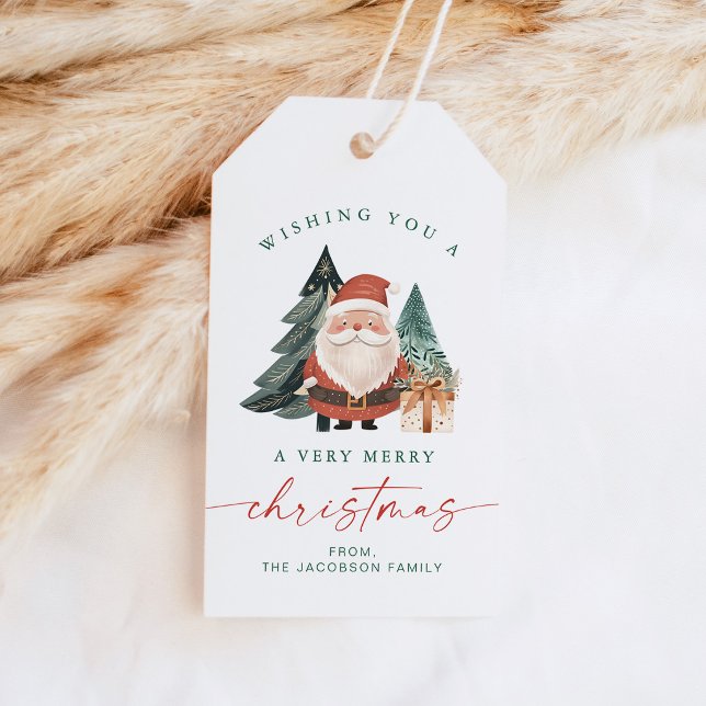 Skandinavisk Tomte Julgran Holiday Presentetikett (Skapare uppladdad)