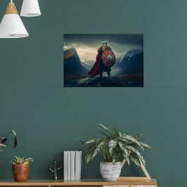 Skandinavisk Viking i Ringbrynja som betraktar Fjo Poster