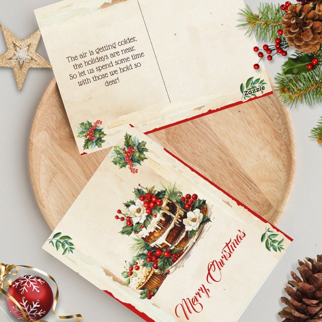 Skandinavisk vinterlövverk akvarell God Jul Vykort (Skapare uppladdad)