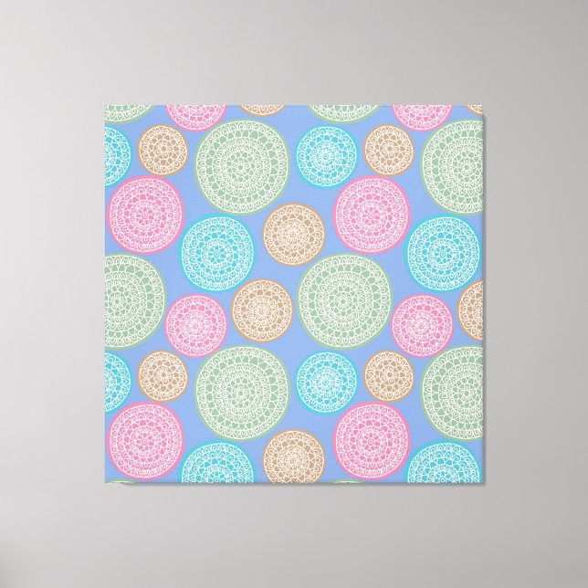 Skandinaviska blomman Mandalas Mönster 1 Canvastryck (Framsida)