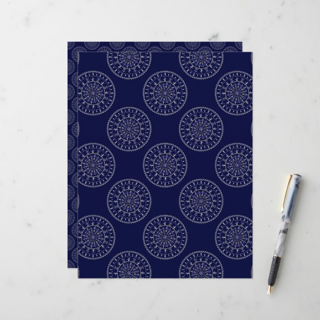 Skandinaviska Ditsy Winter Navy & Guld Polka dots (Fram/Back In Situ)