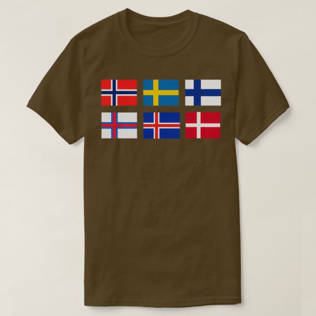 Skandinaviska flaggor t shirt (Design framsida)