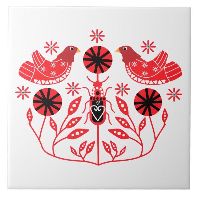Skandinaviska folkbildtryckningar | Nordiska Decor Kakelplatta (Framsidan)