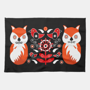 Skandinaviska folkbildtryckningar Nordiska Decor Kökshandduk