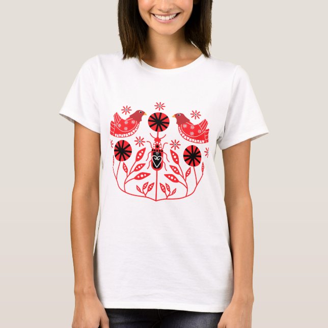 Skandinaviska folkbildtryckningar | Nordiska Decor T Shirt (Framsida)