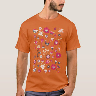 Skandinaviska folkfåglar och blommor lustiga t shirt