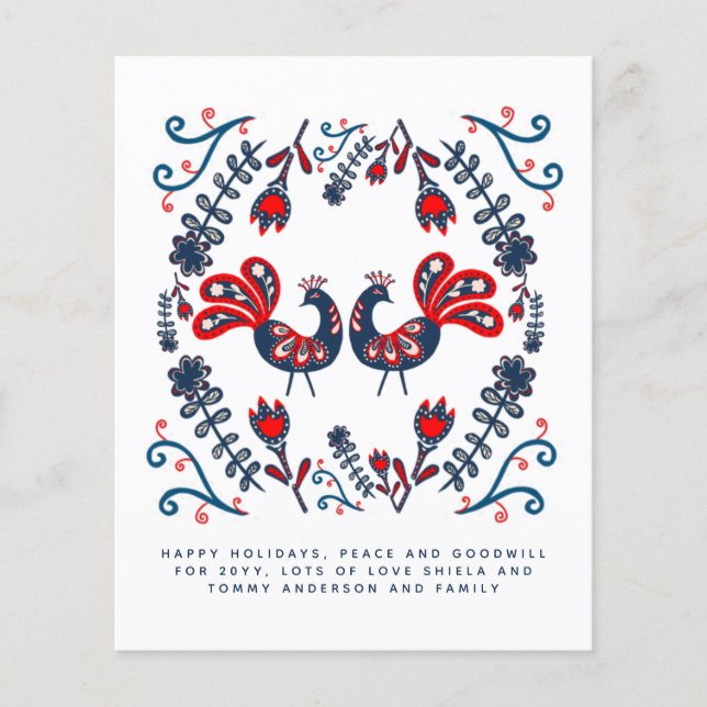 Skandinaviska folkkonst Birds Helgdagar Brev (Framsida)