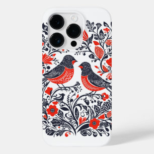 Skandinaviska folkkonst Birds Lino-klippdesign