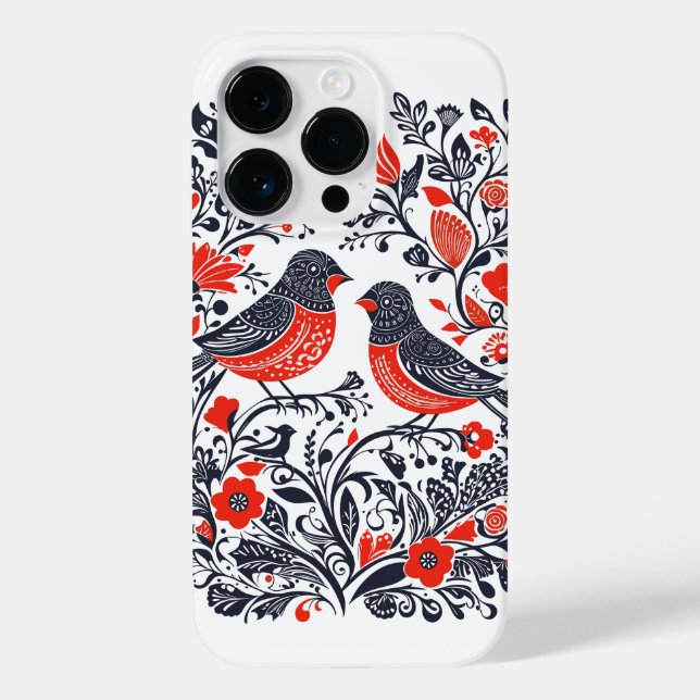 Skandinaviska folkkonst Birds Lino-klippdesign (Baksida)