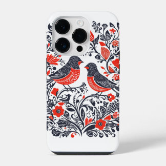 Skandinaviska folkkonst Birds Lino-klippdesign