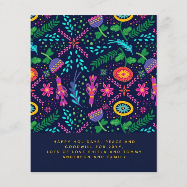 Skandinaviska Folkkonst Fåglar Blommor Årsbrev (Framsida)