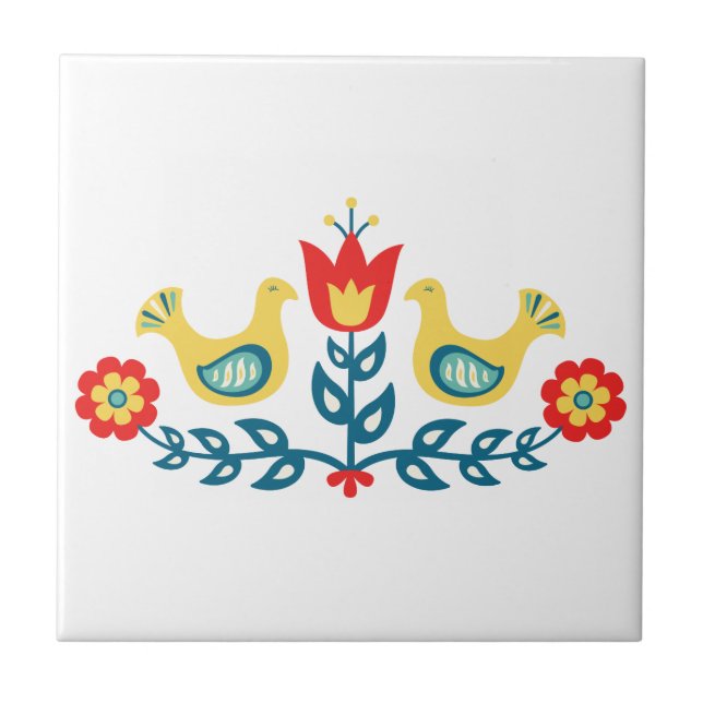 Skandinaviska folkkonst kakelplatta (Framsidan)