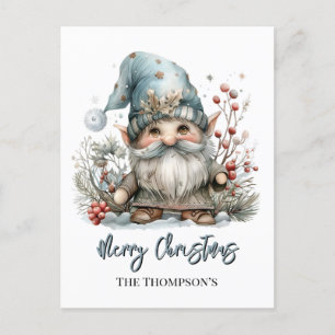 Skandinaviska Gnome i Baby blue jul Vykort