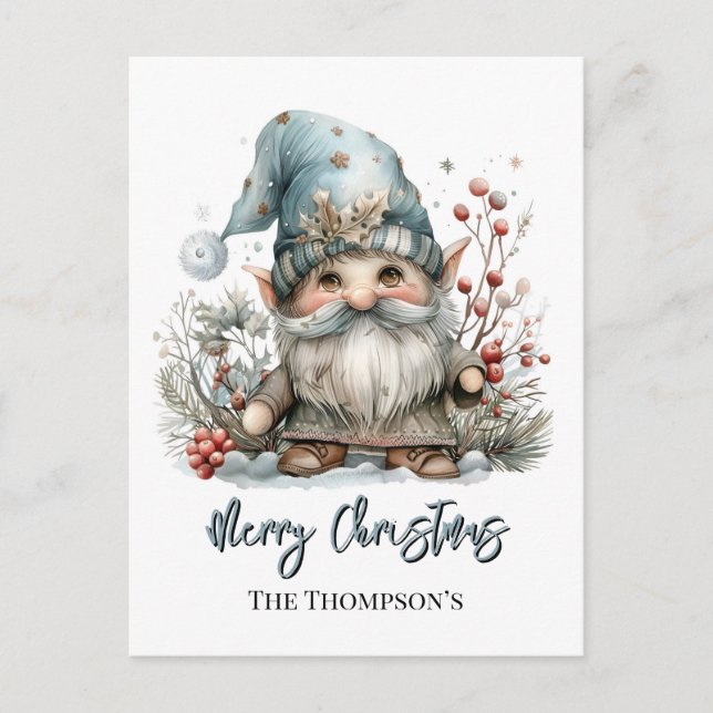 Skandinaviska Gnome i Baby blue jul Vykort (Framsida)