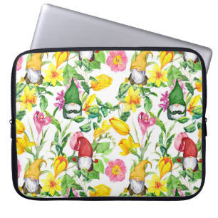 Skandinaviska gnomer: vår blommigt vattenfärg. laptop fodral