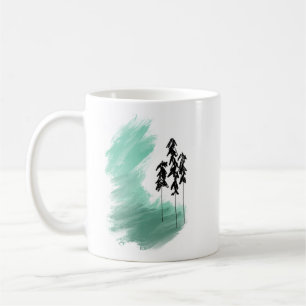 Skandinaviska grönten träd art enkel modern myntbr kaffemugg