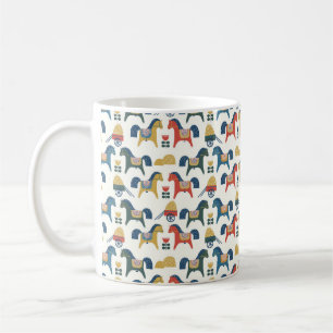 Skandinaviska hästar: Colorful Folk Art Kaffemugg