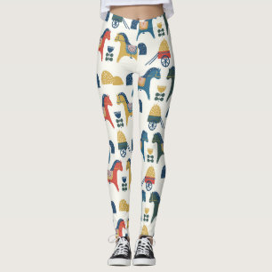 Skandinaviska hästar: Colorful Folk Art Leggings
