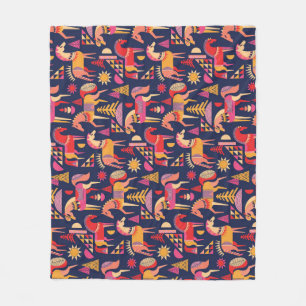 Skandinaviska hästar: Dekorativ sömlös design Fleecefilt